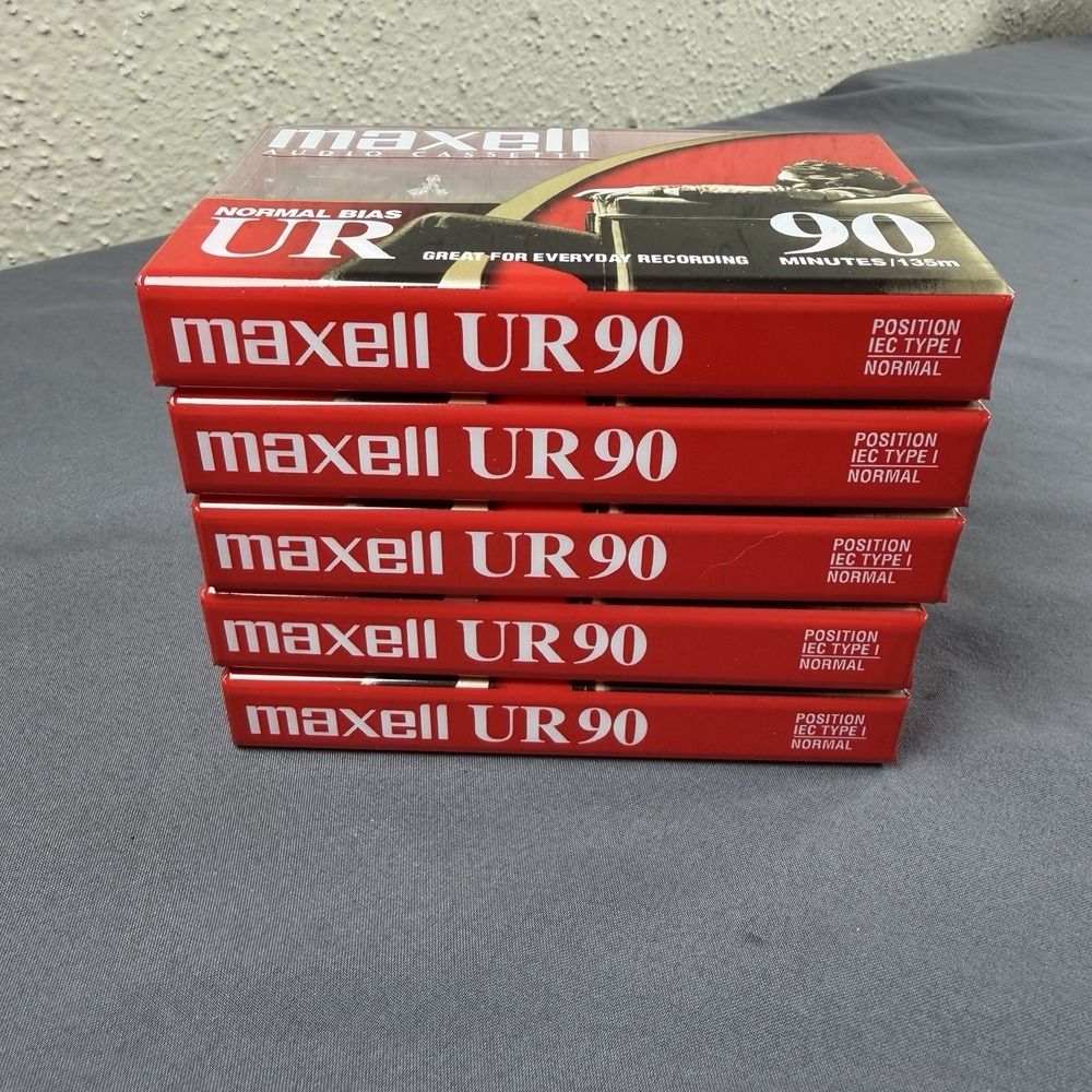 Lot of 5 Maxell UR‎ 90 Minutes Normal Bias UR Blank Audio Cassette Tapes Sealed